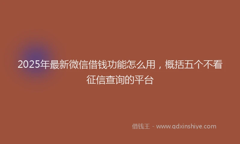 2025年最新微信借钱功能怎么用，概括五个不看征信查询的平台