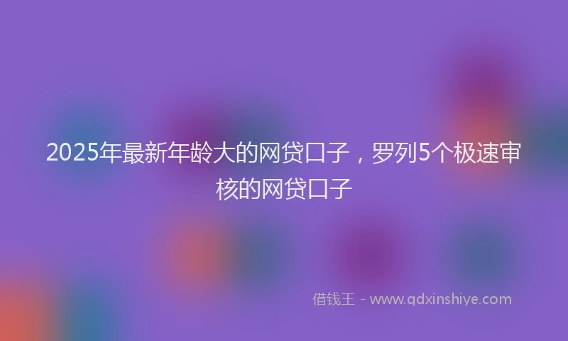 2025年最新年龄大的网贷口子，罗列5个极速审核的网贷口子