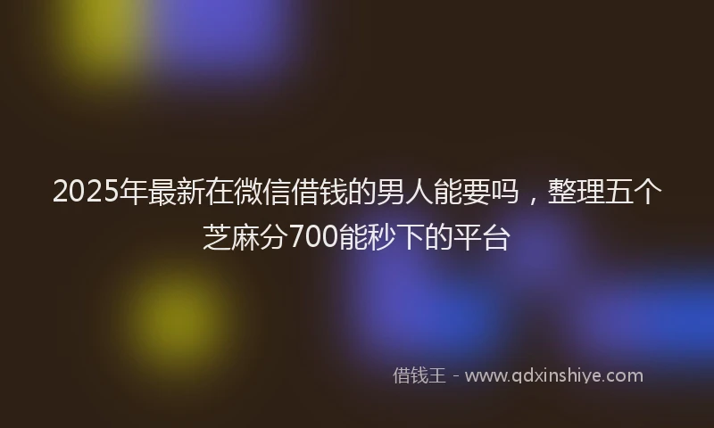 2025年最新在微信借钱的男人能要吗，整理五个芝麻分700能秒下的平台