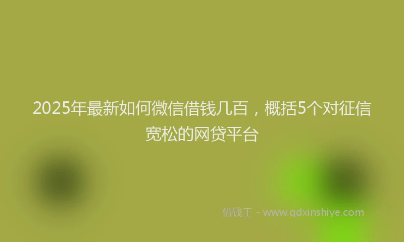 2025年最新如何微信借钱几百，概括5个对征信宽松的网贷平台