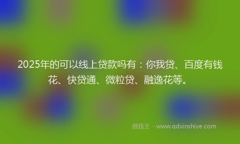 2025年的可以线上贷款吗有：你我贷、百度有钱花、快贷通、微粒贷、融逸花等。