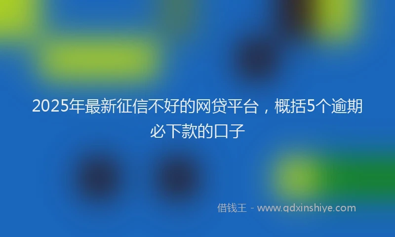 2025年最新征信不好的网贷平台，概括5个逾期必下款的口子