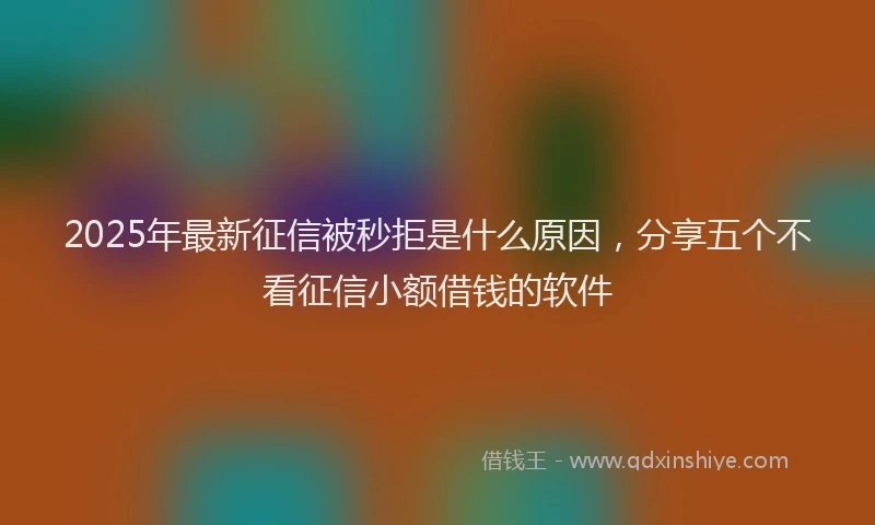 2025年最新征信被秒拒是什么原因，分享五个不看征信小额借钱的软件
