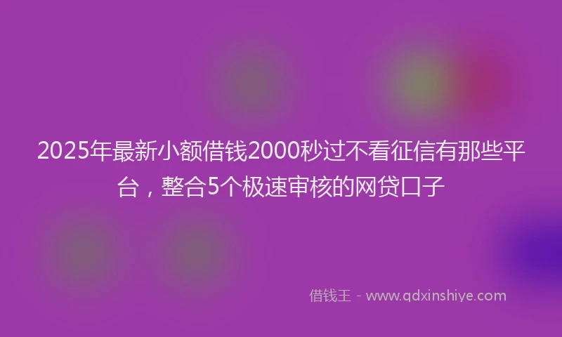 2025年最新小额借钱2000秒过不看征信有那些平台，整合5个极速审核的网贷口子