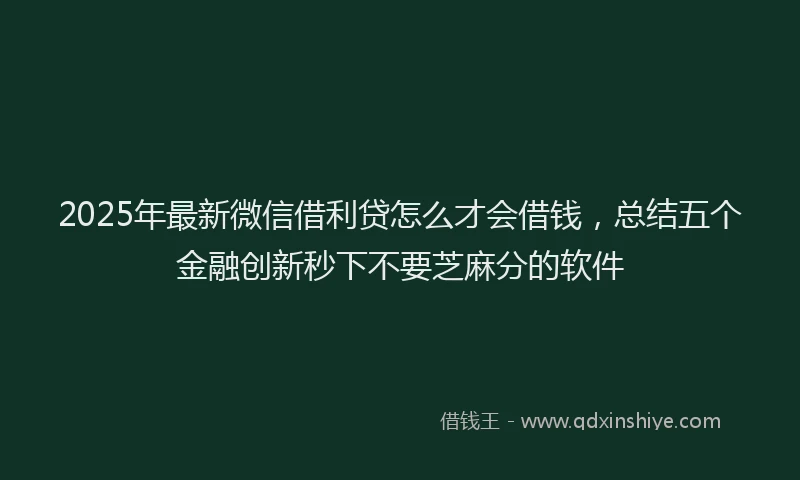 2025年最新微信借利贷怎么才会借钱，总结五个金融创新秒下不要芝麻分的软件
