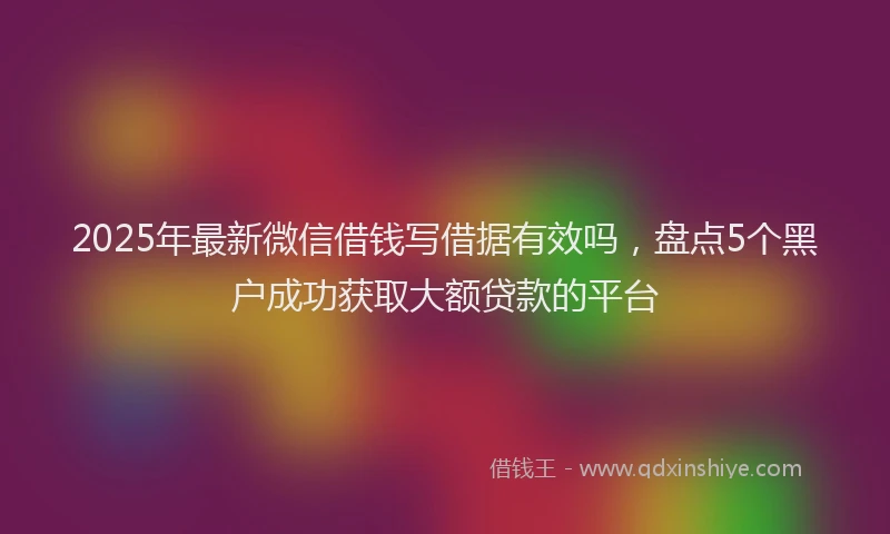 2025年最新微信借钱写借据有效吗，盘点5个黑户成功获取大额贷款的平台