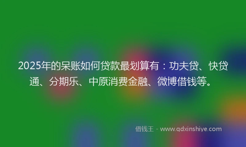 2025年的呆账如何贷款最划算有：功夫贷、快贷通、分期乐、中原消费金融、微博借钱等。