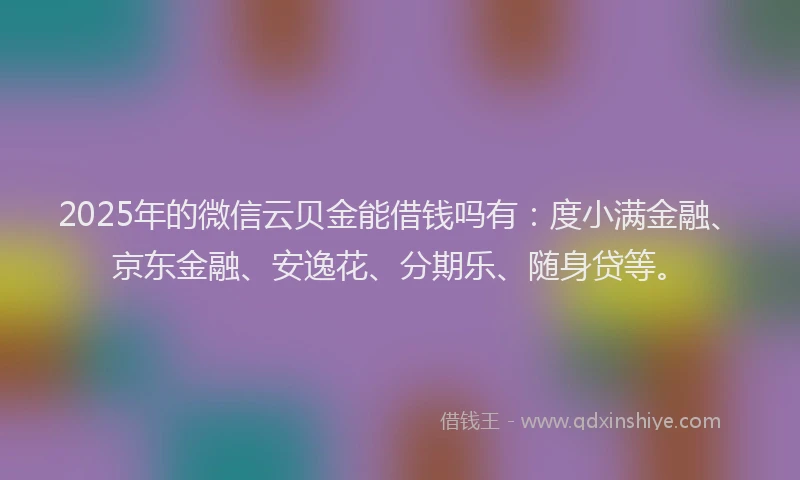 2025年的微信云贝金能借钱吗有：度小满金融、京东金融、安逸花、分期乐、随身贷等。