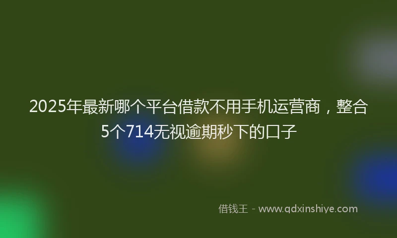 2025年最新哪个平台借款不用手机运营商，整合5个714无视逾期秒下的口子