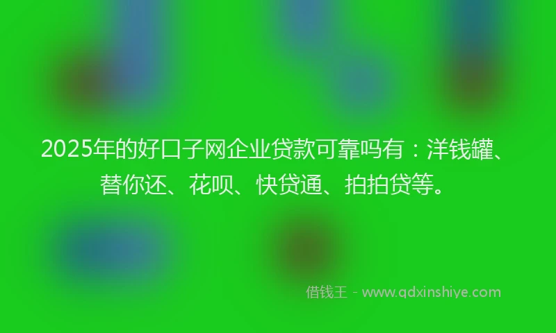 2025年的好口子网企业贷款可靠吗有：洋钱罐、替你还、花呗、快贷通、拍拍贷等。