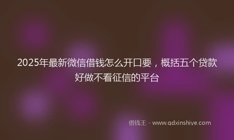 2025年最新微信借钱怎么开口要，概括五个贷款好做不看征信的平台