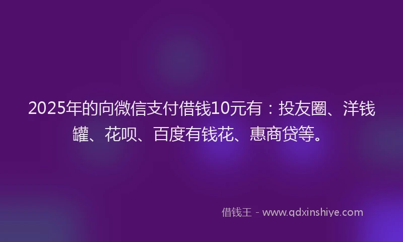 2025年的向微信支付借钱10元有：投友圈、洋钱罐、花呗、百度有钱花、惠商贷等。
