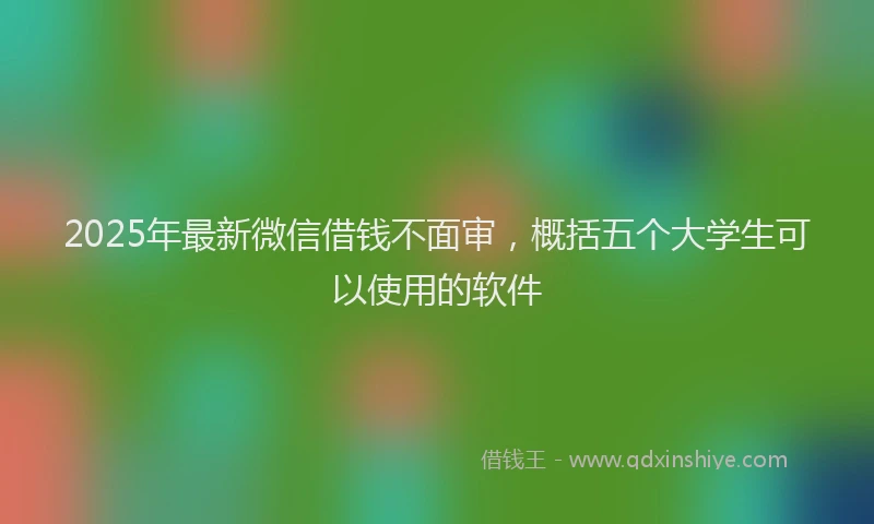 2025年最新微信借钱不面审，概括五个大学生可以使用的软件