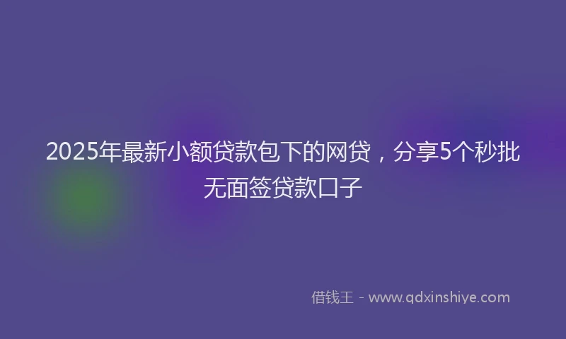 2025年最新小额贷款包下的网贷，分享5个秒批无面签贷款口子
