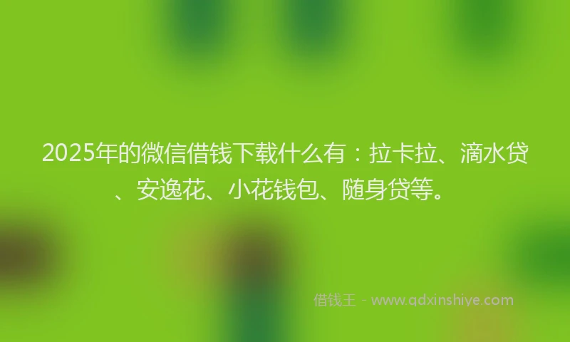 2025年的微信借钱下载什么有：拉卡拉、滴水贷、安逸花、小花钱包、随身贷等。