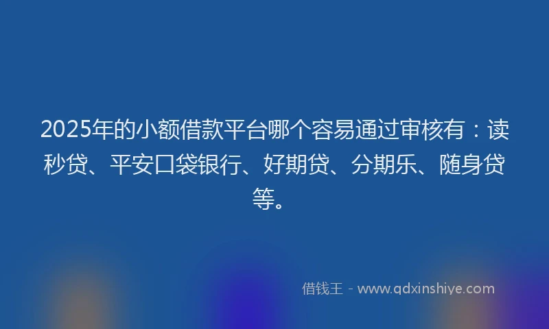 2025年的小额借款平台哪个容易通过审核有：读秒贷、平安口袋银行、好期贷、分期乐、随身贷等。