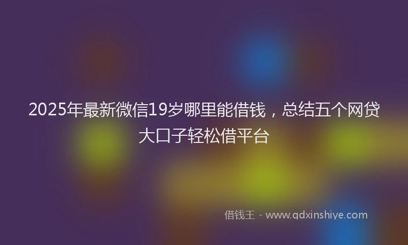 2025年最新微信19岁哪里能借钱，总结五个网贷大口子轻松借平台