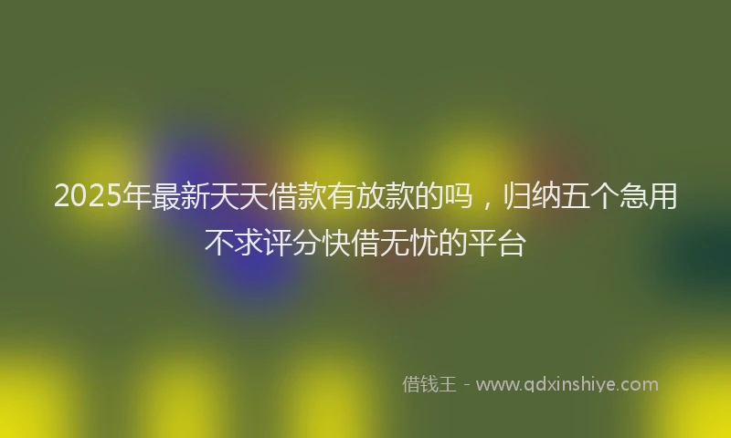 2025年最新天天借款有放款的吗，归纳五个急用不求评分快借无忧的平台