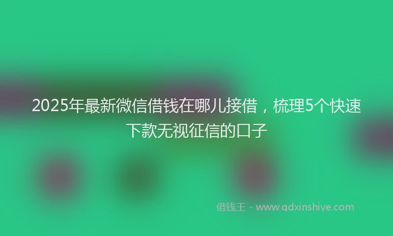 2025年最新微信借钱在哪儿接借，梳理5个快速下款无视征信的口子