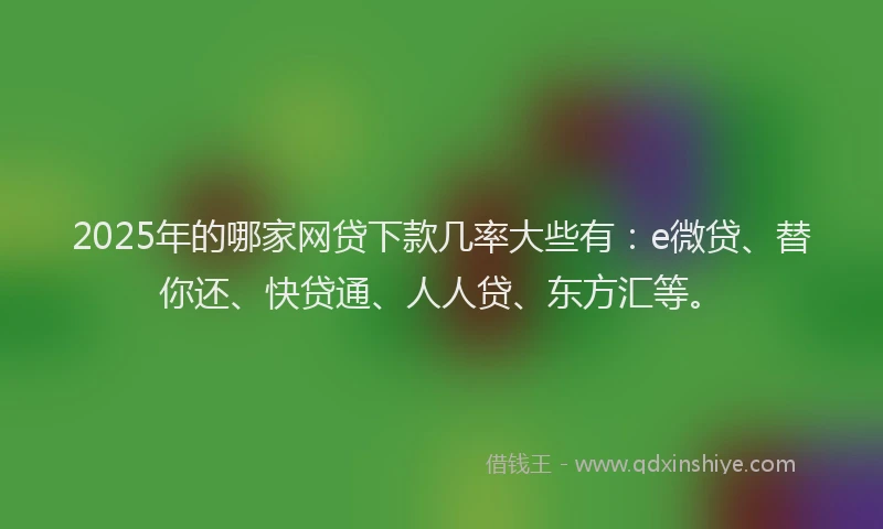 2025年的哪家网贷下款几率大些有：e微贷、替你还、快贷通、人人贷、东方汇等。