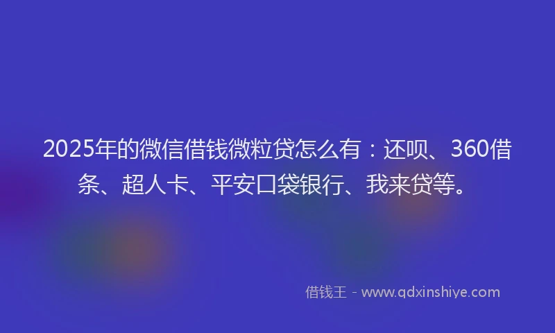 2025年的微信借钱微粒贷怎么有：还呗、360借条、超人卡、平安口袋银行、我来贷等。