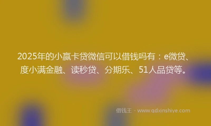 2025年的小赢卡贷微信可以借钱吗有：e微贷、度小满金融、读秒贷、分期乐、51人品贷等。
