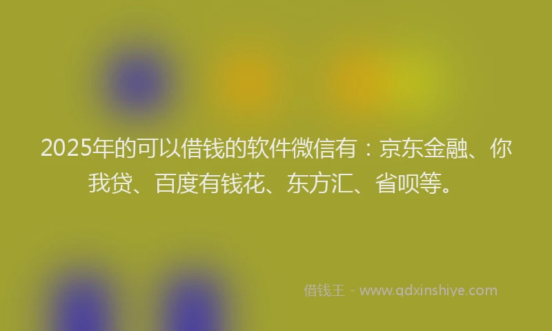 2025年的可以借钱的软件微信有：京东金融、你我贷、百度有钱花、东方汇、省呗等。