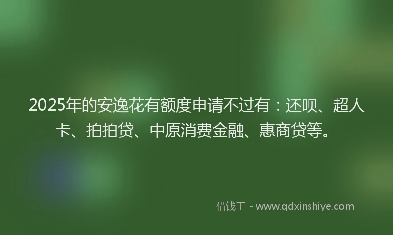2025年的安逸花有额度申请不过有：还呗、超人卡、拍拍贷、中原消费金融、惠商贷等。