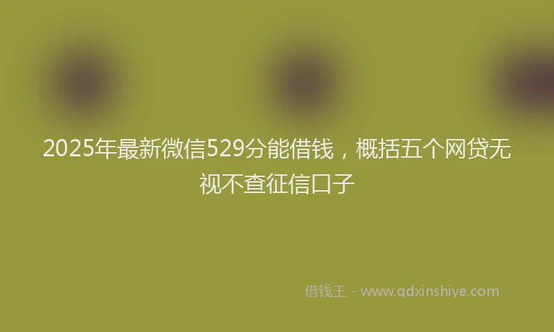 2025年最新微信529分能借钱，概括五个网贷无视不查征信口子