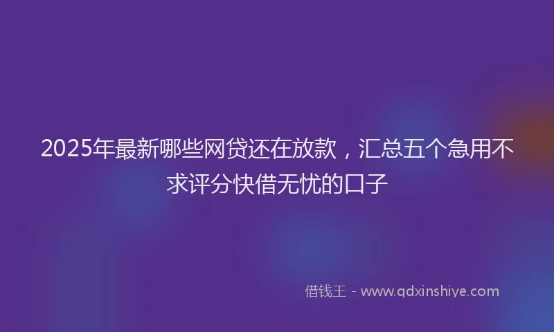 2025年最新哪些网贷还在放款，汇总五个急用不求评分快借无忧的口子