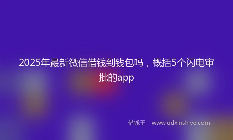 2025年最新微信借钱到钱包吗，概括5个闪电审批的app