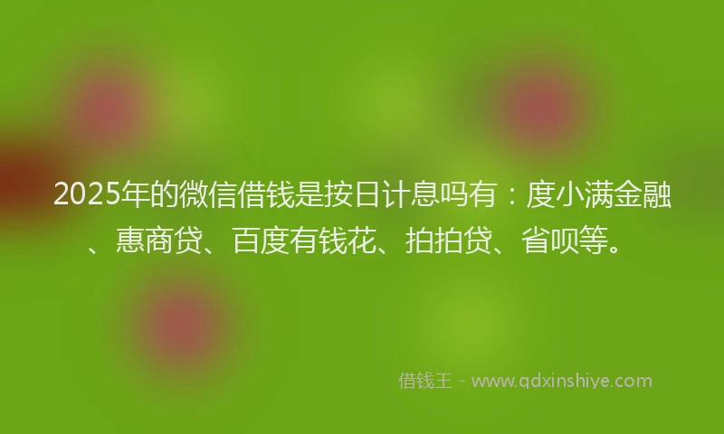 2025年的微信借钱是按日计息吗有：度小满金融、惠商贷、百度有钱花、拍拍贷、省呗等。