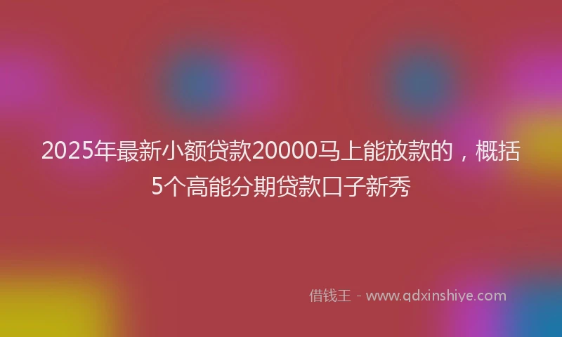 2025年最新小额贷款20000马上能放款的，概括5个高能分期贷款口子新秀