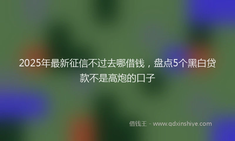 2025年最新征信不过去哪借钱，盘点5个黑白贷款不是高炮的口子