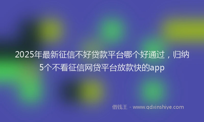 2025年最新征信不好贷款平台哪个好通过，归纳5个不看征信网贷平台放款快的app