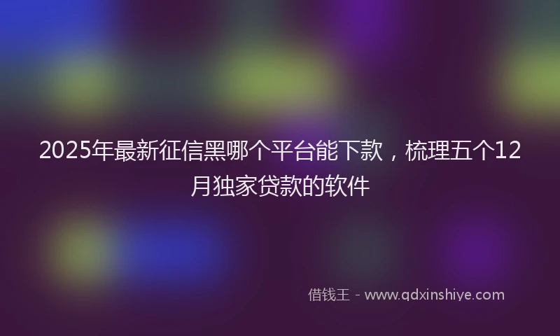 2025年最新征信黑哪个平台能下款，梳理五个12月独家贷款的软件