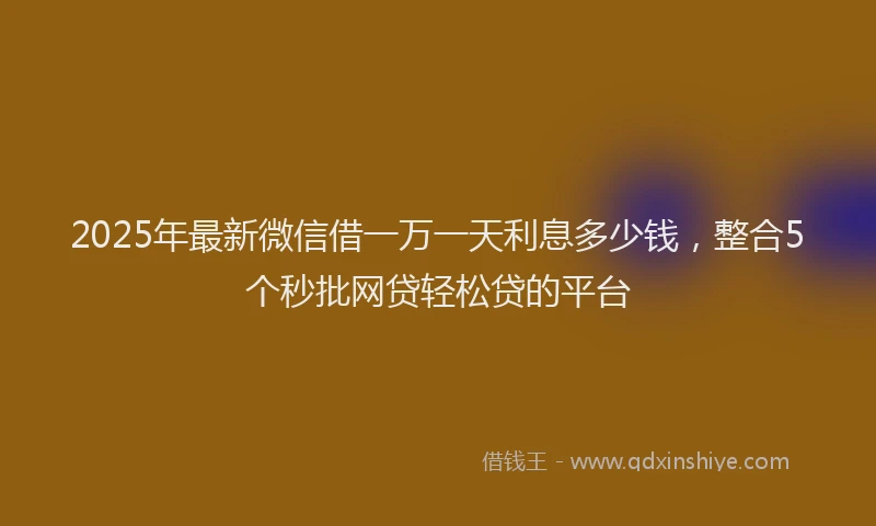 2025年最新微信借一万一天利息多少钱，整合5个秒批网贷轻松贷的平台