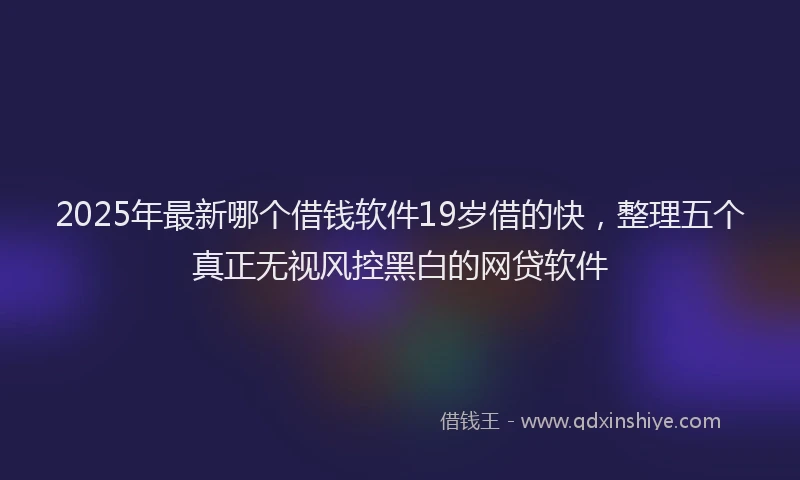 2025年最新哪个借钱软件19岁借的快，整理五个真正无视风控黑白的网贷软件