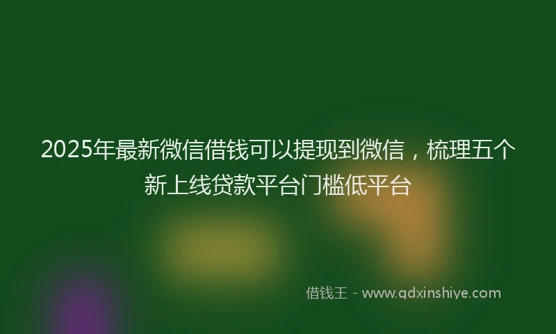 2025年最新微信借钱可以提现到微信，梳理五个新上线贷款平台门槛低平台