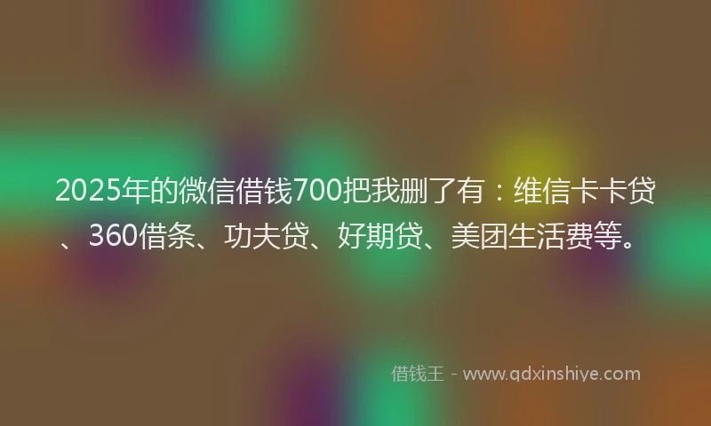 2025年的微信借钱700把我删了有：维信卡卡贷、360借条、功夫贷、好期贷、美团生活费等。