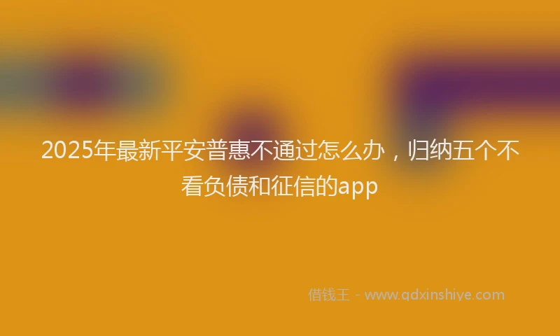 2025年最新平安普惠不通过怎么办，归纳五个不看负债和征信的app