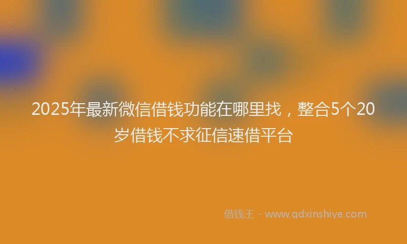2025年最新微信借钱功能在哪里找，整合5个20岁借钱不求征信速借平台