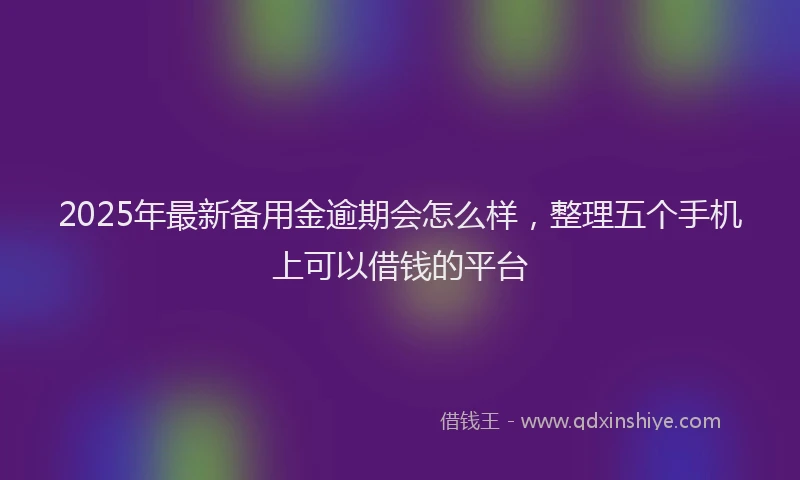 2025年最新备用金逾期会怎么样，整理五个手机上可以借钱的平台