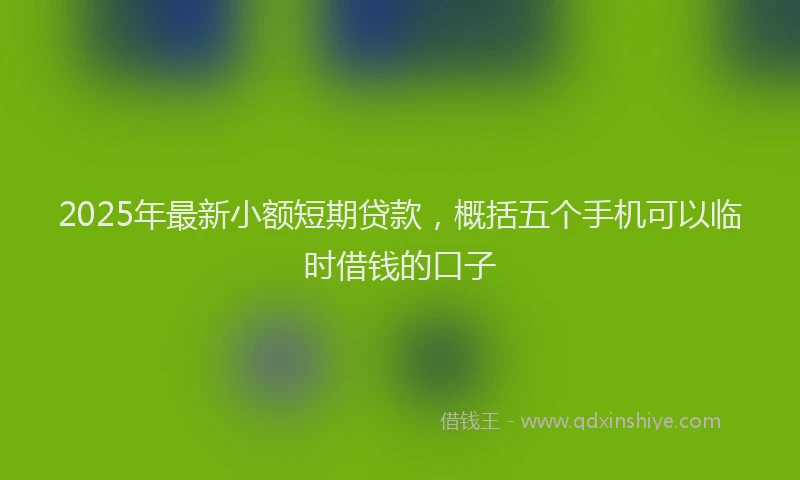 2025年最新小额短期贷款，概括五个手机可以临时借钱的口子