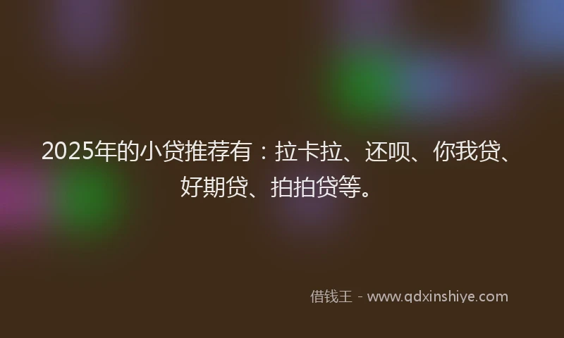 2025年的小贷推荐有：拉卡拉、还呗、你我贷、好期贷、拍拍贷等。