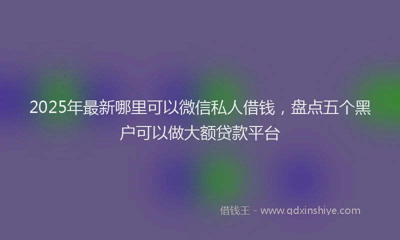 2025年最新哪里可以微信私人借钱，盘点五个黑户可以做大额贷款平台