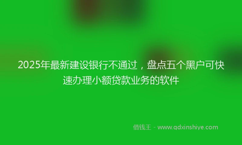 2025年最新建设银行不通过，盘点五个黑户可快速办理小额贷款业务的软件