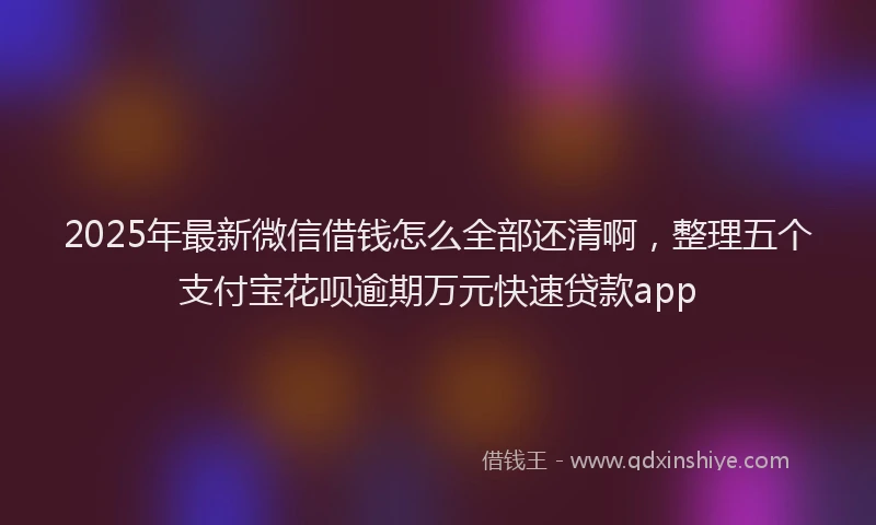 2025年最新微信借钱怎么全部还清啊，整理五个支付宝花呗逾期万元快速贷款app