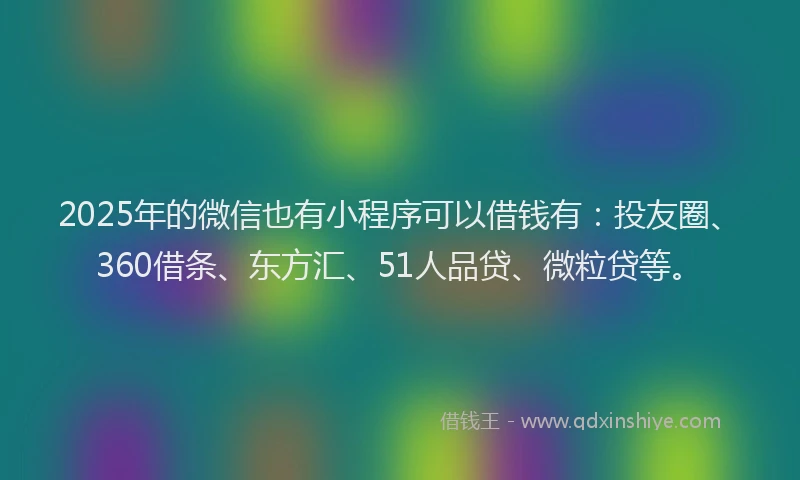 2025年的微信也有小程序可以借钱有：投友圈、360借条、东方汇、51人品贷、微粒贷等。