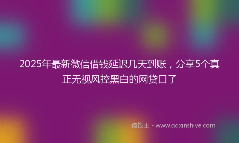 2025年最新微信借钱延迟几天到账，分享5个真正无视风控黑白的网贷口子